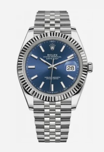 Rolex Datejust 41 — steel and white gold, blue index dial, Jubilee bracelet
